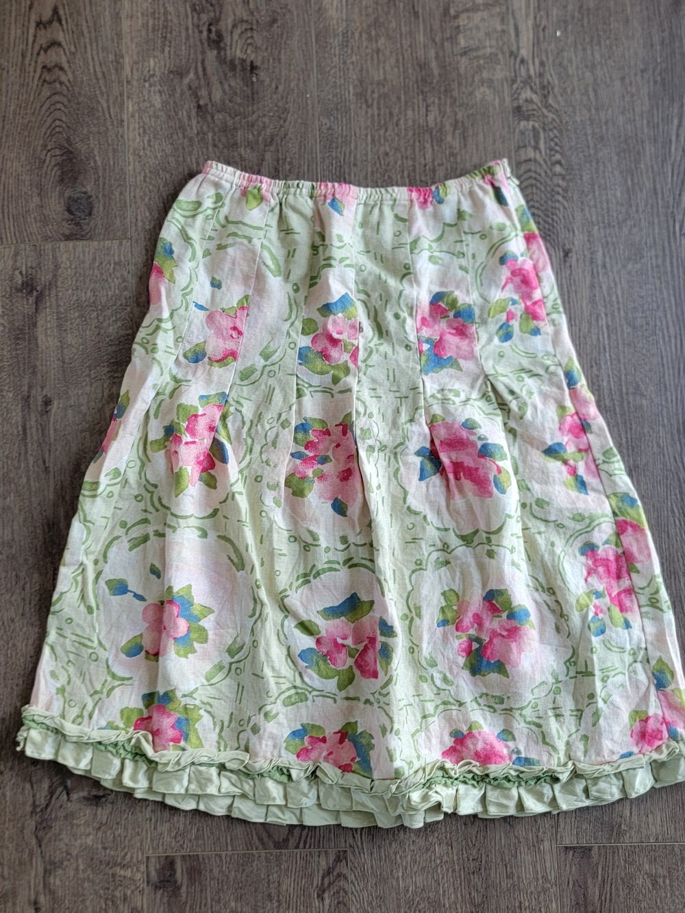 J. Jill Floral Pleated Midi Skirt Pink Green Blue